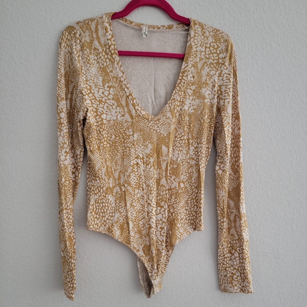 Free People Snake Print Snap Button Onesie